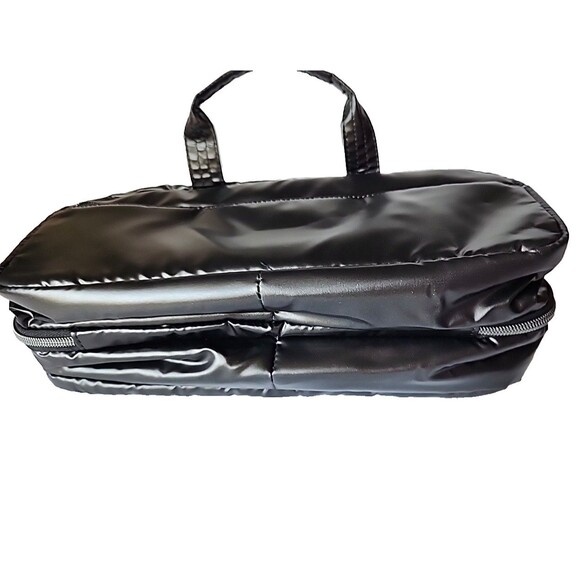 Lug Flatbed Slim Cosmetic Case Bag Metallic Black Travel Cruise Organizer Craft - Picture 5 of 16